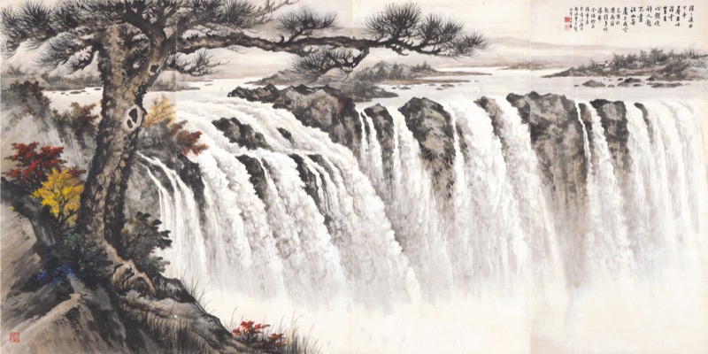 黃君璧-維多利亞大瀑布巨幅通景四屏｜2021迎春- 帝圖拍賣- 領銜全台