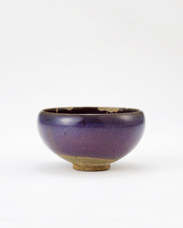 YB】鈞窯澱青釉紫紅斑盃 口径6.7cm 高3.7cm ◇