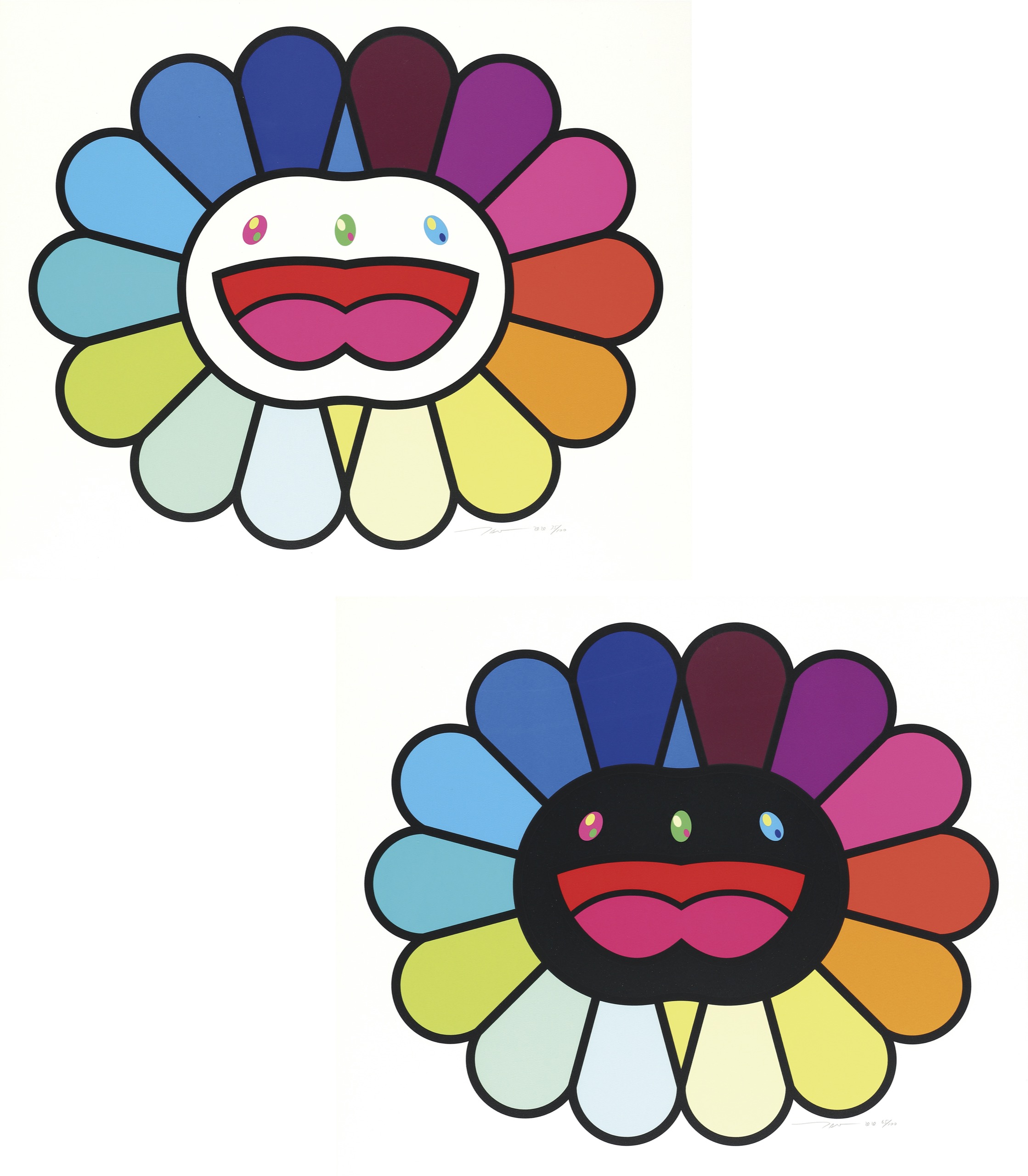村上隆-Multicolor Double Face: Black ＆ White (二件一組)｜2022迎春