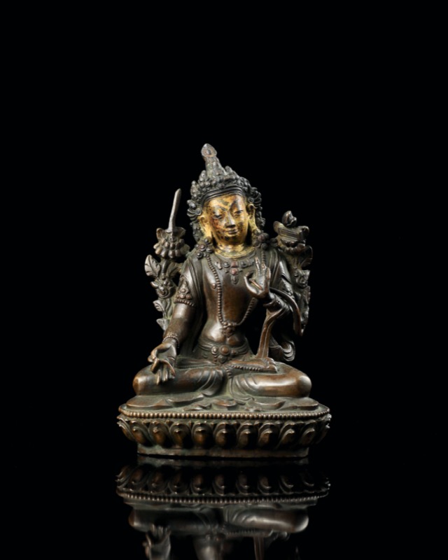 真言密教　文殊菩薩像　葉氏彫刻金泥使用 1041.jpg