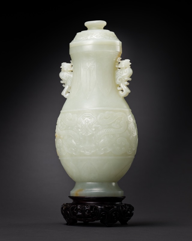 清乾隆白玉饕餮紋鳳耳蓋瓶｜2024春季- 帝圖拍賣- 領銜全台書畫文物類第