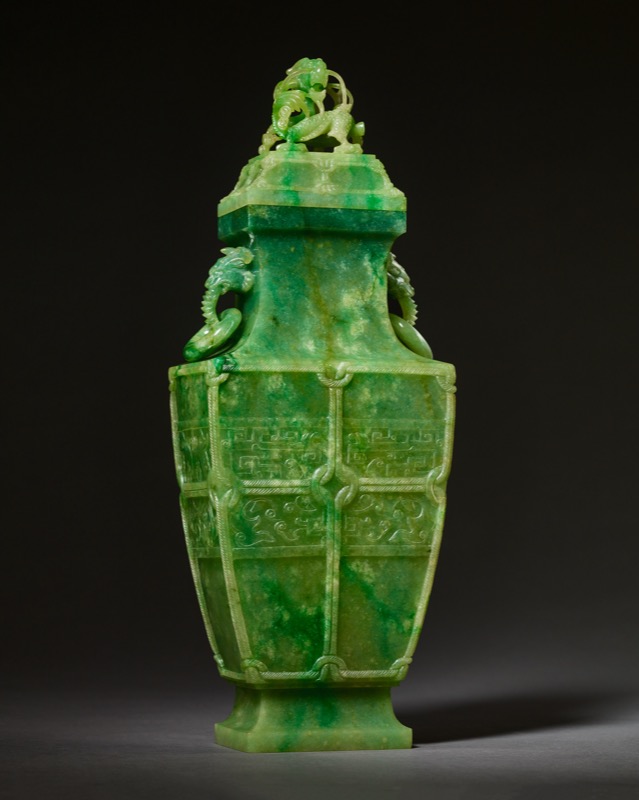 青玉雕活環蓋炉 中国 古美術