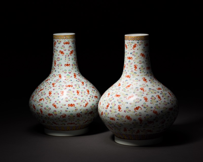 清光緒粉彩祥雲百福荸薺瓶一對｜2024夏季- 帝圖拍賣- 領銜全台書畫文物