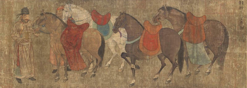 大風堂藏韓幹圉人呈馬圖(複製本) 張大千題贈黃君璧收藏｜2024秋季- 帝  