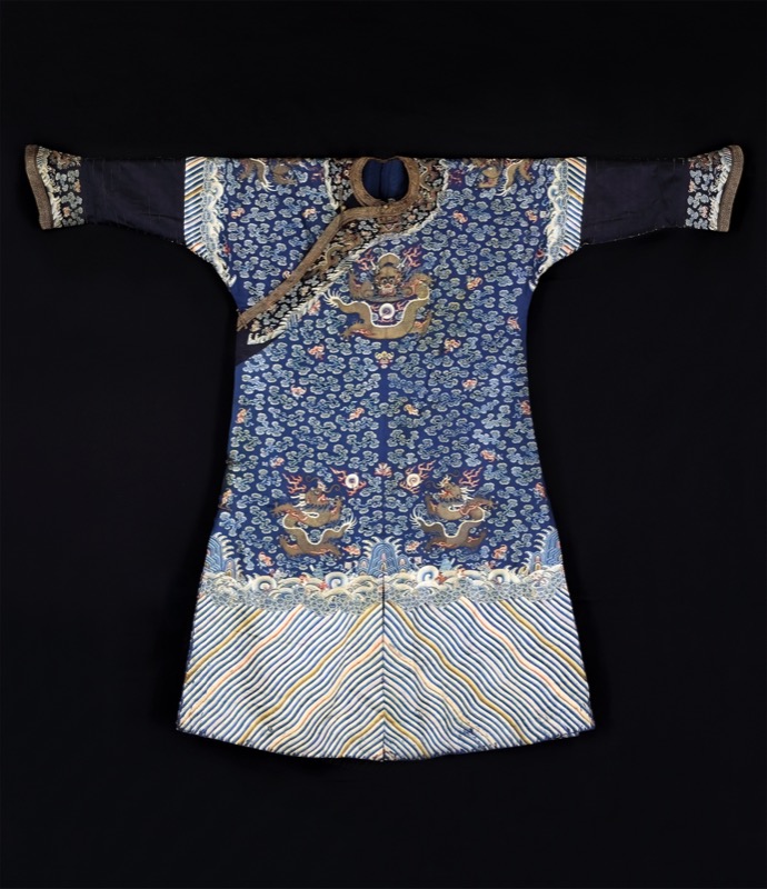 【珍】　★ 袍料 吉服龍袍 ★　乾隆期　妝花 金龍紋 彩雲紋　明清織繍 1025.jpg