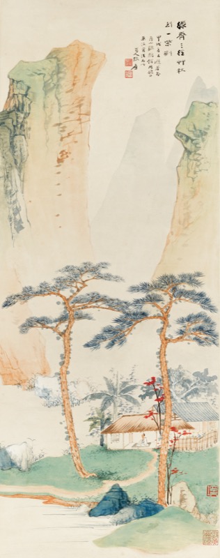 張大千 山水圖 張大千鈎金青綠山水劇迹仿王希孟《千里江山圖》 睽違近四十載重