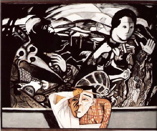 黃楫 在黑白畫像前的男人 油彩 1995-96 162x120cm