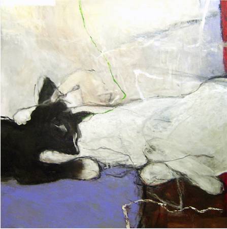 黑白雙貓-1  2006 油畫 100*100cm