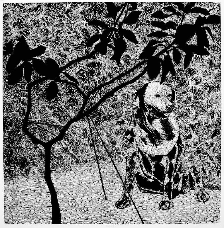 林羿束《樹的風景II》122.7×125cm 木刻版畫 油印手工棉紙 2012