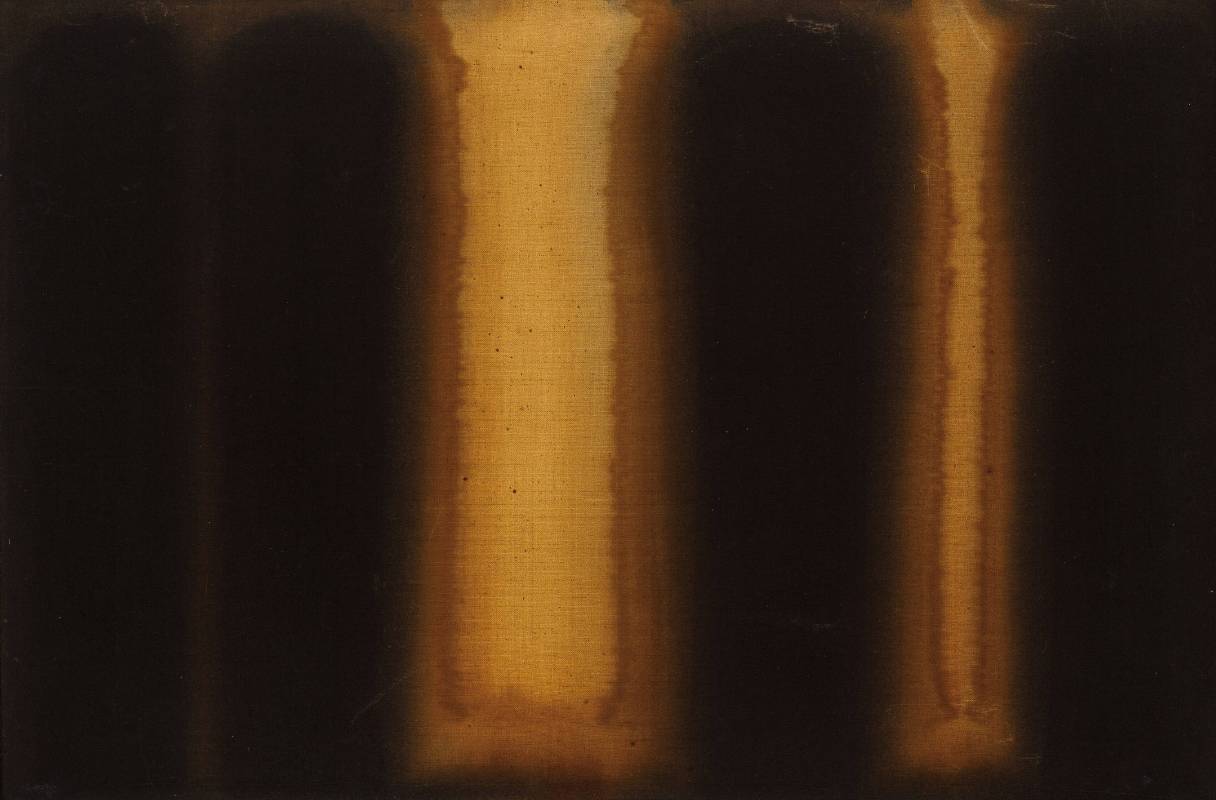 Yun Hyong Ge 尹亨根, Umber blue, Oil on Lien, 53 x 80 cm 1975