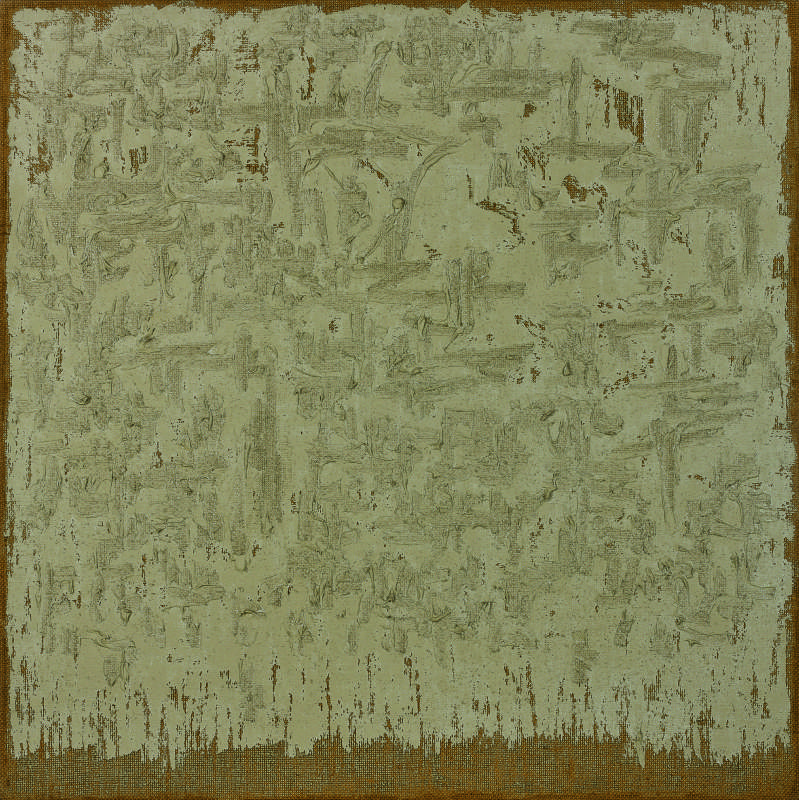 河鐘賢 Ha Chong-Hyun, 接合 Conjunction 92-81, 麻布面油畫 Oil on hemp cloth, 120x120cm, 1992 (1)