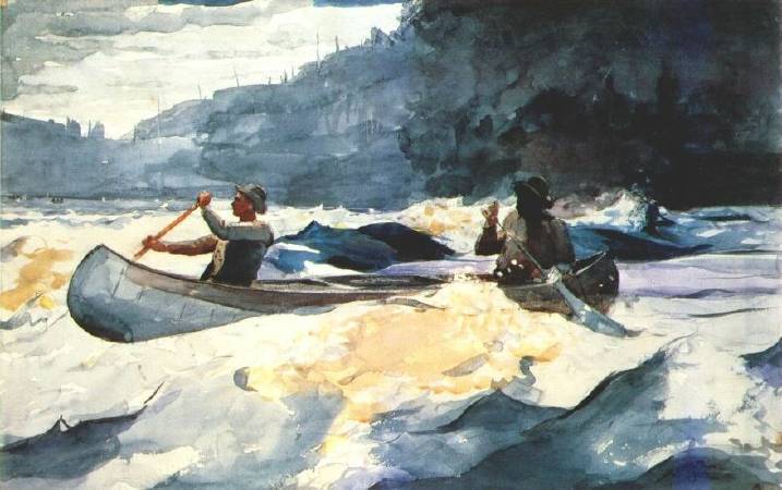 荷馬《划過急流》（Shooting the Rapids），1902。圖/取自wikiart。