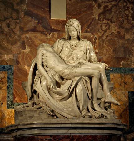 米開朗基羅《聖殤》（Pieta），1499。圖/取自Wikipedia。