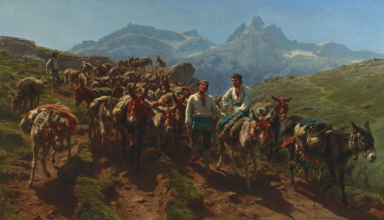 Rosa Bonheur，《Spanish muleteers crossing the Pyrenees》。圖/取自維基百科