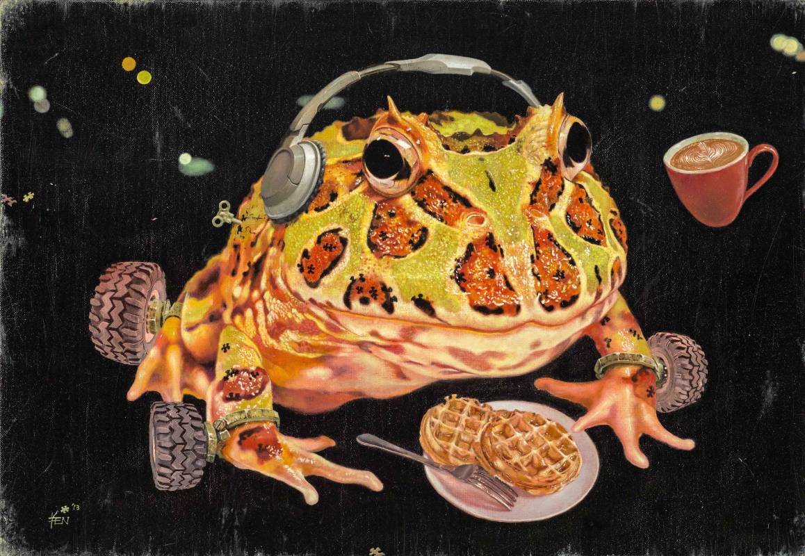 嚴靖傑，《人生角鬥士－蛙蛙品嚐》，2013。