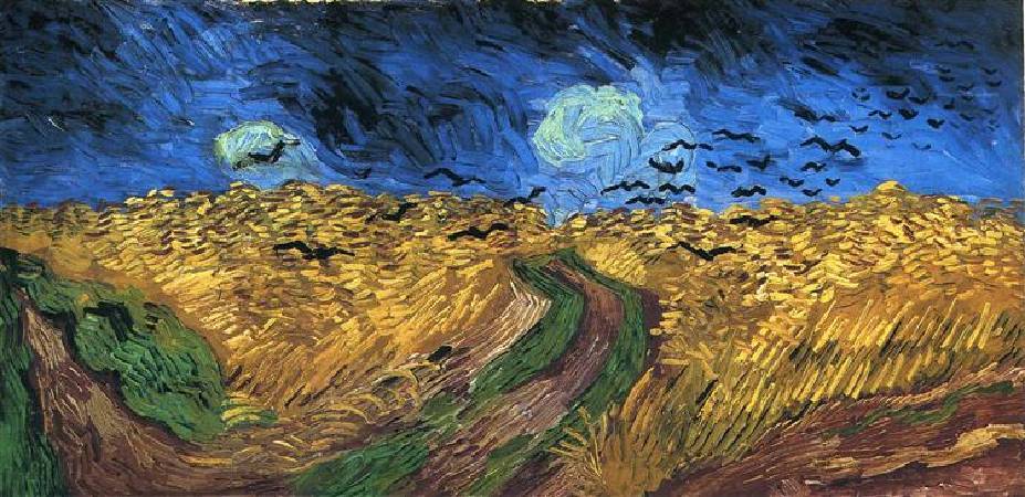 Van Gogh，《wheatfield with crows》，1890。圖取自wikiart