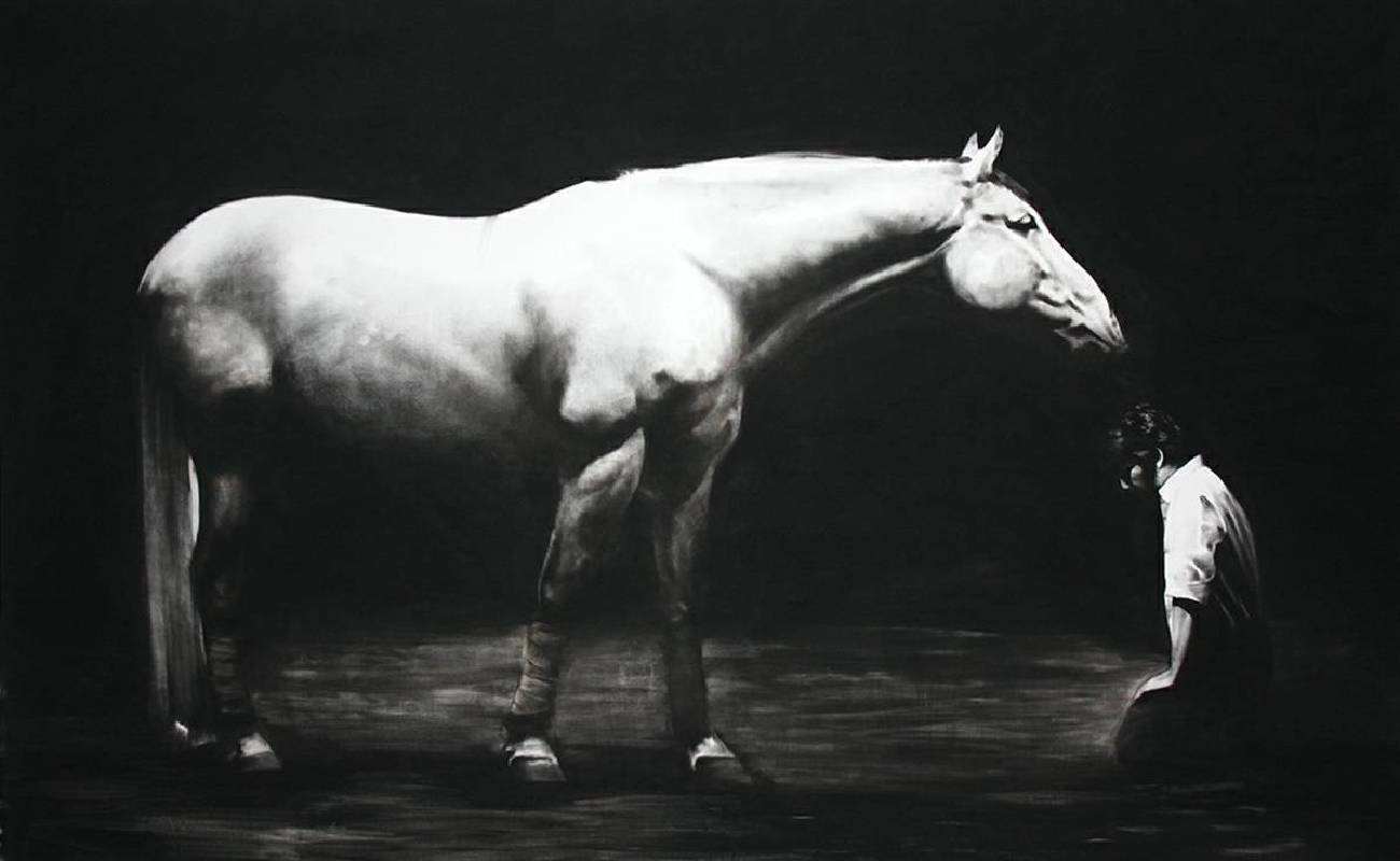 普拉姆海德拉，The Last Companion，190x300 cm，2014，炭筆畫布
