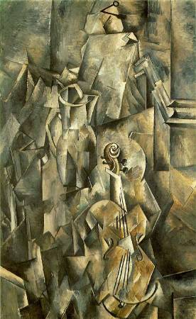 Georges Braque，《Violin and Pitcher》，1910。