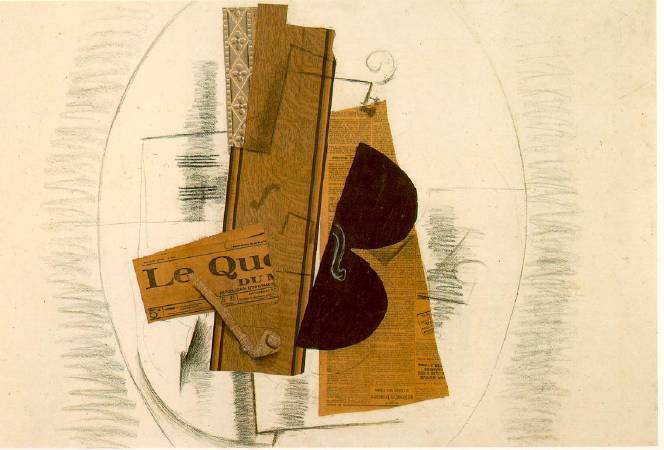 Georges Braque，《Violin and Pipe》，1913。