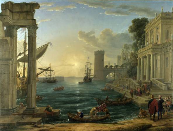 法國風景畫家洛蘭《西巴女王出訪的海港》