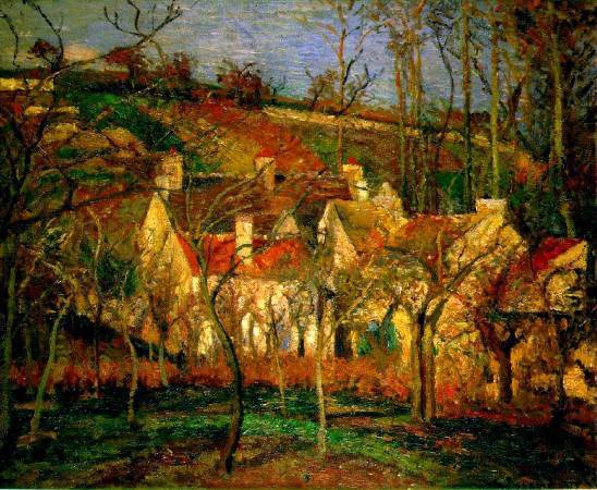 Camille Pissarro，《red roofs》，1877。