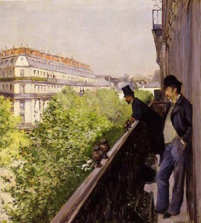 Gustave Caillebotte，《Un balcon》，1880。圖/取自Wikipedia