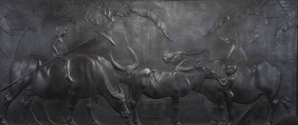 黃土水，《水牛群像》，1930。