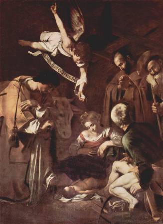 卡拉瓦喬《聖弗朗西斯和聖勞倫斯誕生》。圖/取自Wikipedia。