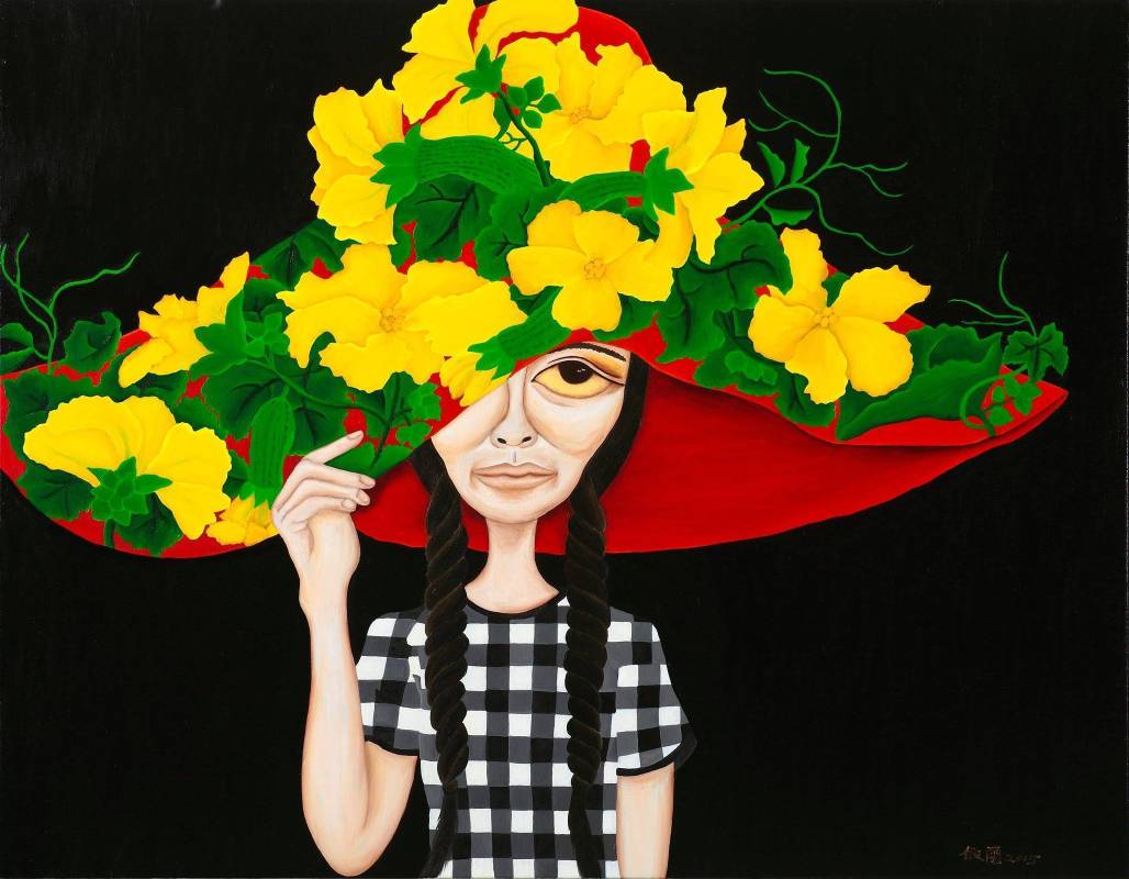 希望的帽子  The Blossom of Hope,  油畫,   91x117cm,  2015