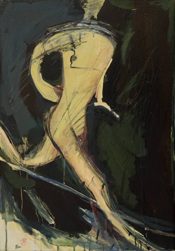 顧福生《夜奔者》，1964，油彩／畫布，76 x 53 cm