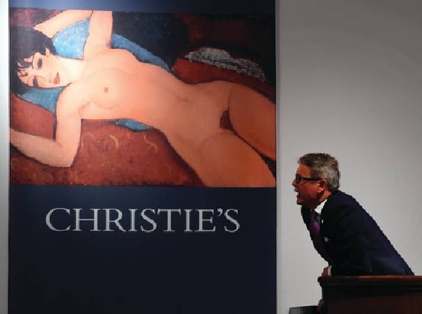 莫迪里亞尼《斜躺的裸女》在佳士得亮相。圖/取自The Art Newspaper。
