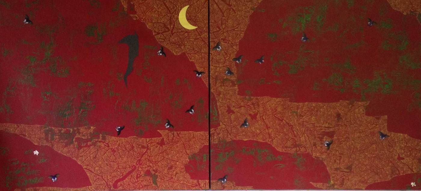 傅作新,蝴蝶的山谷 282x150 cm 布面油畫 2015
