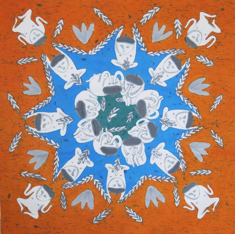 George Mary 系列-橘，黃昱佳，67.5x67.5cm，彩墨，2015
