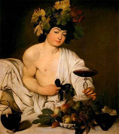 卡拉瓦喬，《年輕的酒神》，1595年。圖/取自Wikipedia。