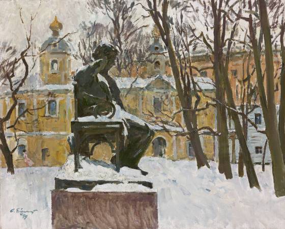 葉列梅耶夫，《隡羅的冬天詩人普希金紀念碑 》，1999年。