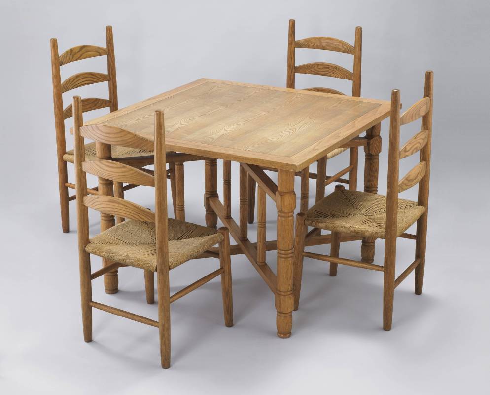 (已故)顏水龍設計-李榮烈製作-木製餐桌椅組-1994年