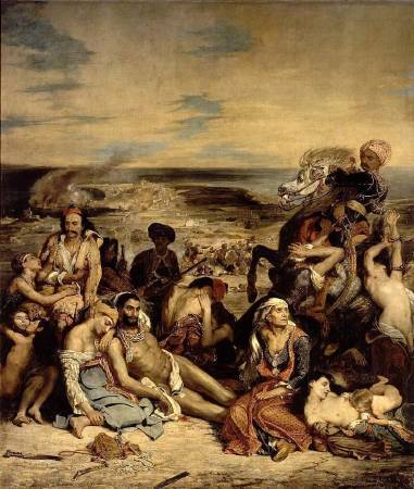 德拉克拉瓦，《希阿島的屠殺》，1824。圖/取自Wikipedia。