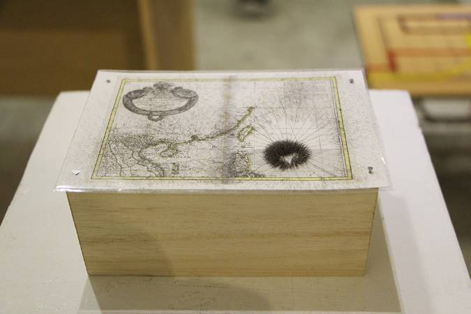 片岡純也與岩竹理恵作品局部，模擬尼伯特颱風。圖/非池中藝術網攝。