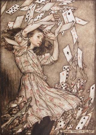 亞瑟．拉克姆《愛麗絲夢遊仙境》中的插畫，1907年。圖/取自peterharrington。