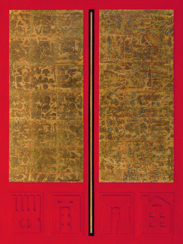 廖修平｜東方之門(二)  壓克力、金箔、木板浮雕  120x90 cm  1974、1980(金箔)