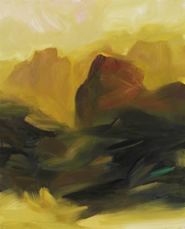 塵三 chen San / 桔築山色 Orange Landscape ,  油畫	Oil on canvas , 65x53 cm , 2016
