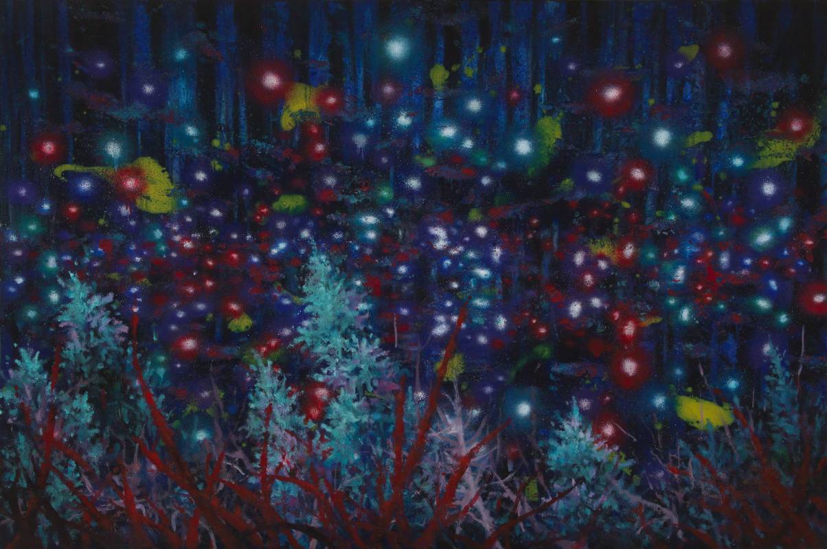 趙博《夜晚的森林》，油彩、畫布，100x150cm， 2016。