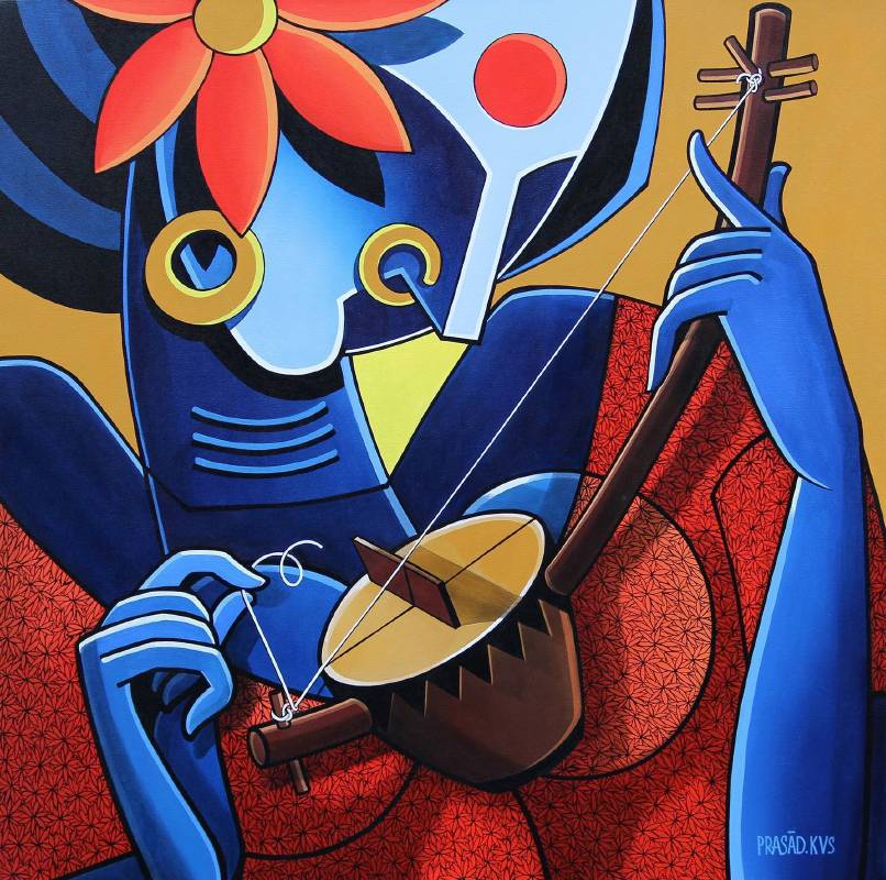 Kurma Venkata Siva Prasad《Musician 17》Acrylic on Canvas_90×90cm_2016印度
