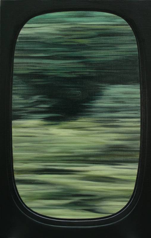 廖震平Liao Zen-Ping, 車窗-新幹線 window-shinkansen, 油彩、壓克力、麻布oil and acrylic on linen, 53x33.3cm, 2017