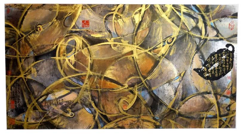 林章湖，金糊塗，水墨設色，180x96cm，2016年。圖/非池中藝術網攝。