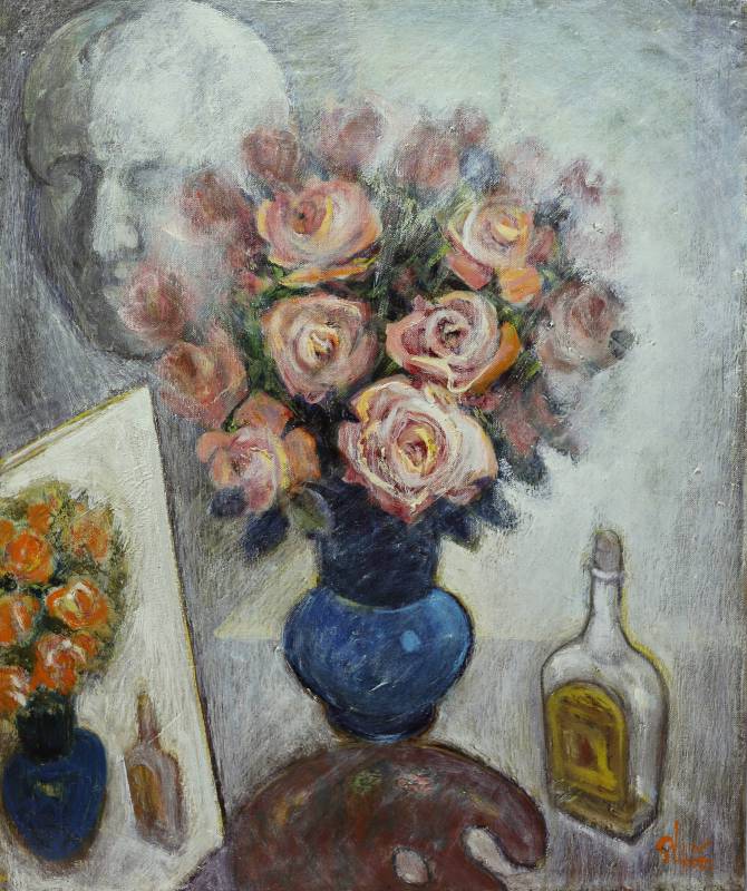 林顯模 玫瑰的故事 1992年 60.8x50.5(12F) 油彩畫布 / LIN Sien-Mo The Story of Roses 1992 60.8x50.5(12F) Oil on canvas