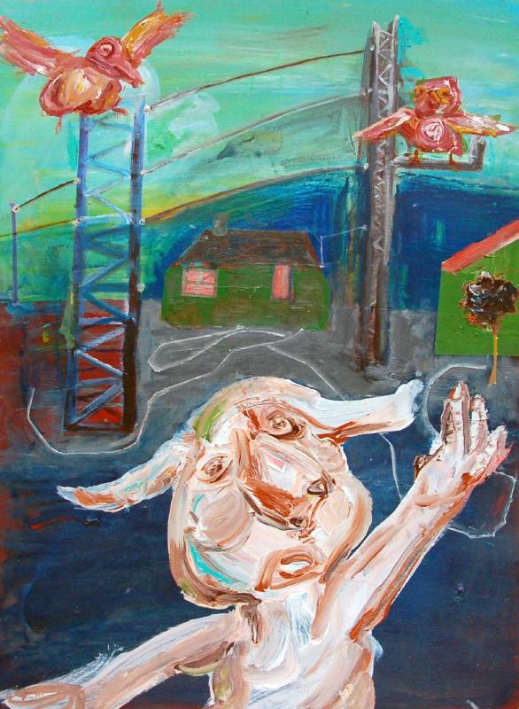 蔡瑞恒《恐怖屋》，2014，壓克力顏料、馬糞紙，80 x 110 cm