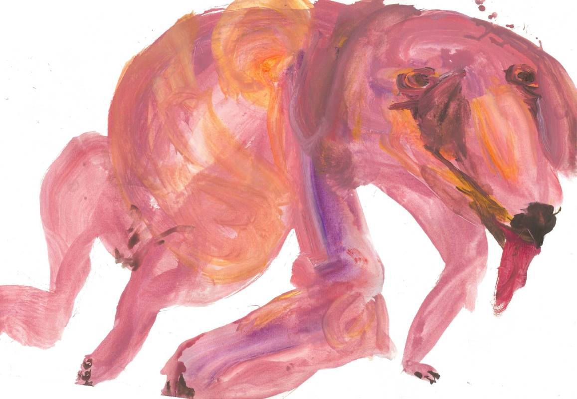 蔡瑞恒《壞狗狗》，2017，壓克力顏料、日本水彩紙，77 x 54.5 cm