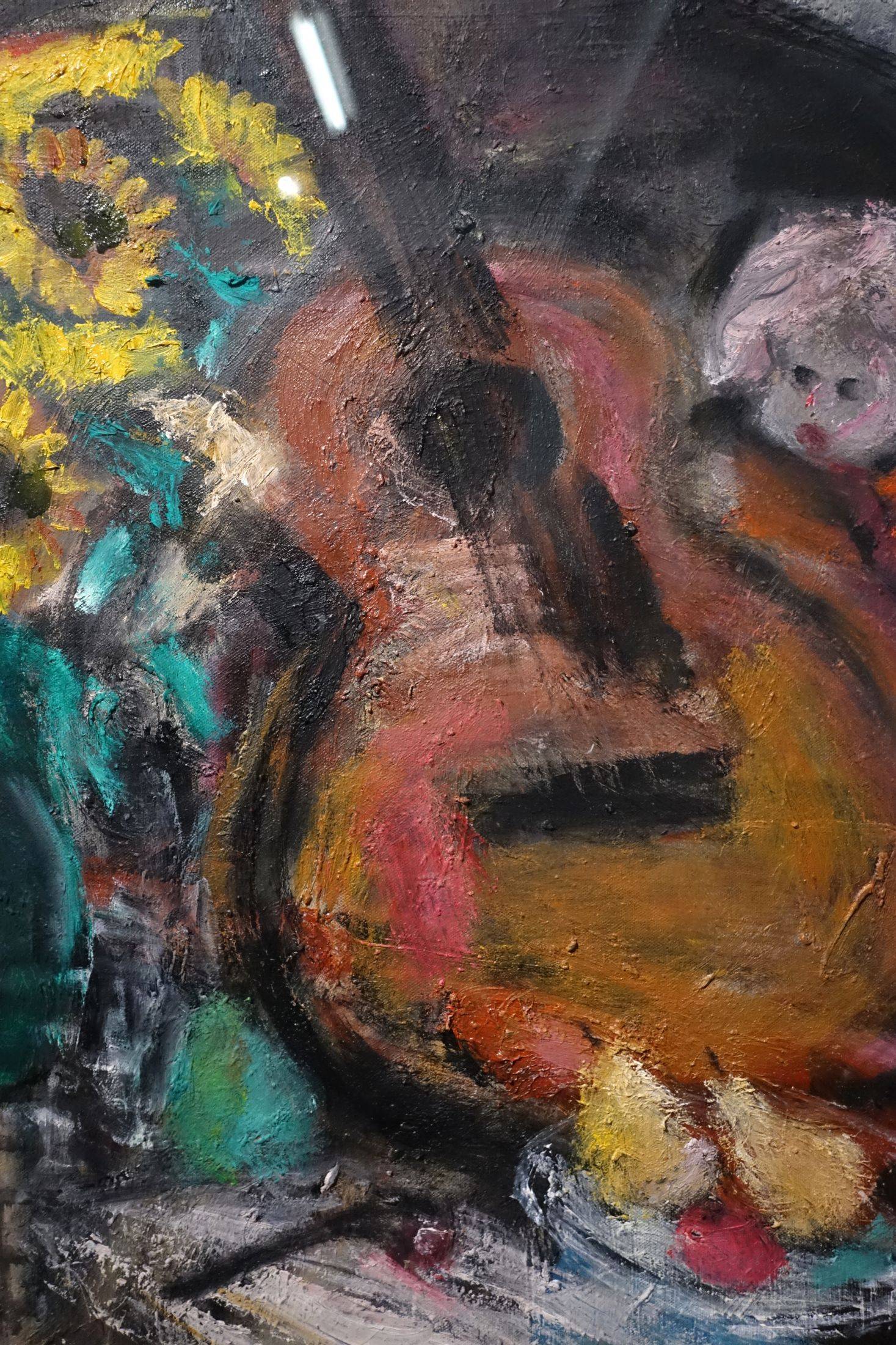 張萬傳，吉他與花（局部） ，油彩畫布 ，50x60.5 cm，1988年。