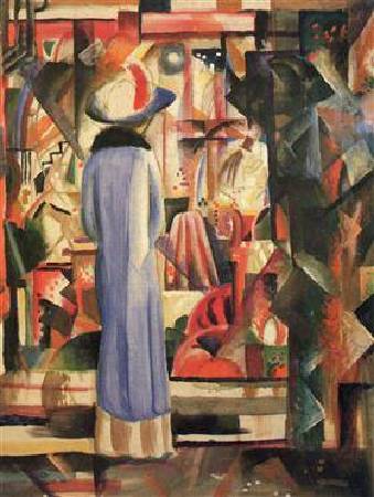 August Macke, Woman in front of a large illuminated window, 圖/取自Wikiart。